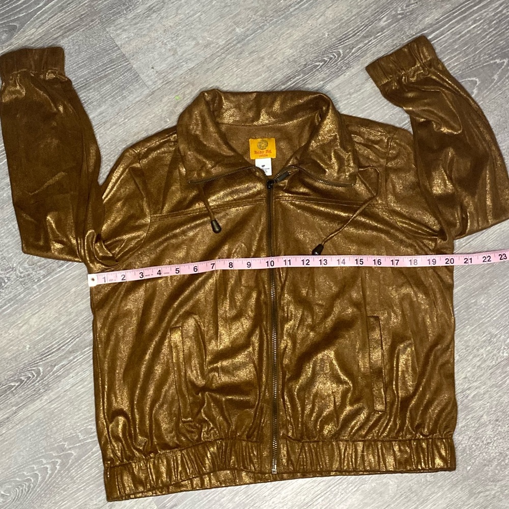 Ruby Rd. Lightweight Metallic Zip-up Jacket - Picture 9 of 11